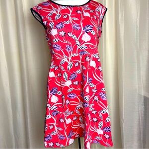 Draper James Coral Floral Print Fit Flare Dress